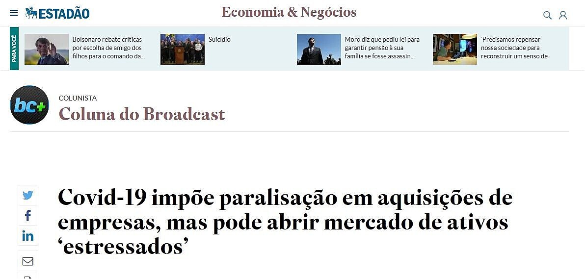 ACovid-19 impe paralisao em aquisies de empresas, mas pode abrir mercado de ativos estressados